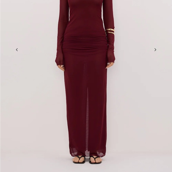 DISSH Dresses & Skirts - DISSH Nyra Wine Column Mesh Skirt size large NEW with tags burgundy